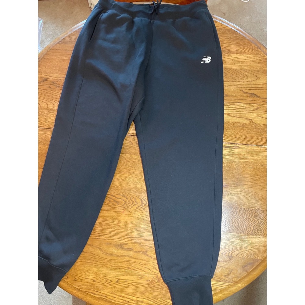 New Balance Mens Essentials Stacked Logo Fleece Joggers Black Large NWT